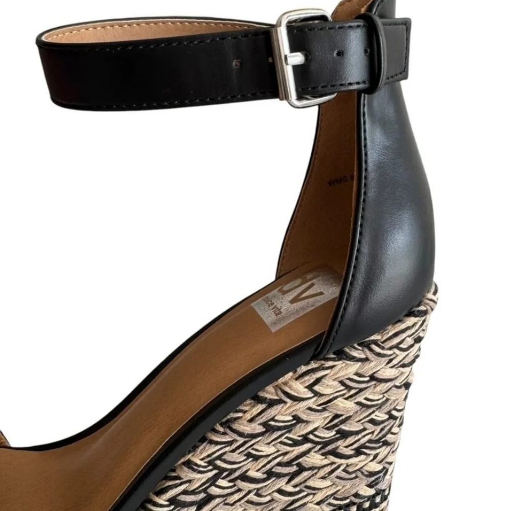 Black Wedge Sandals